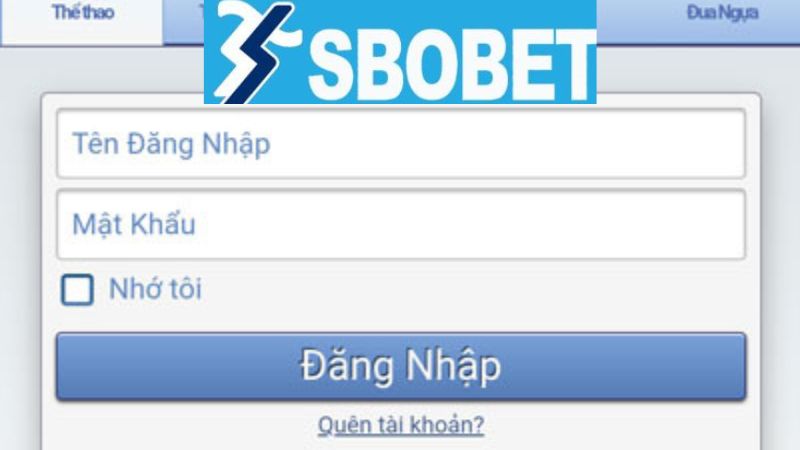 Giao diện đăng nhập trên app Sbobet đối với điện thoại